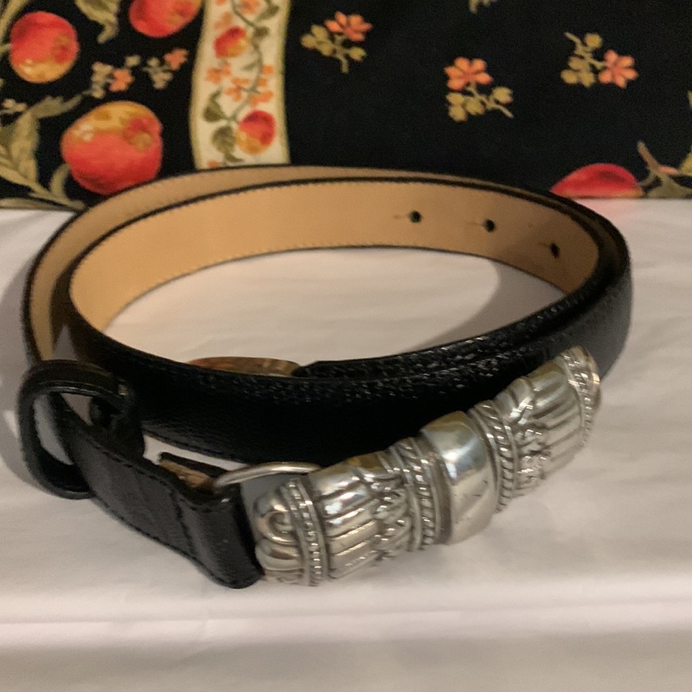 Brighton black lizard silver belt M EUC